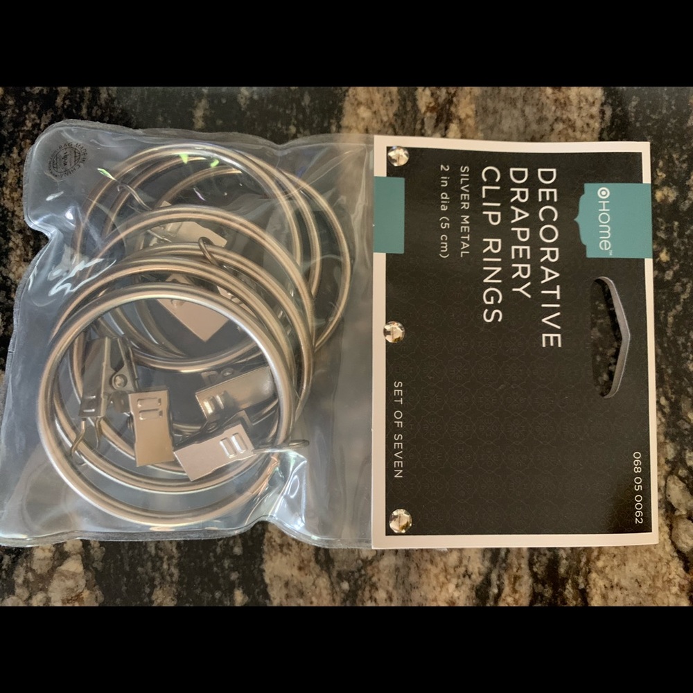 Drapery Clip Rings - NWT - 4 pkgs. of 7 clips - target home brand - silver metal